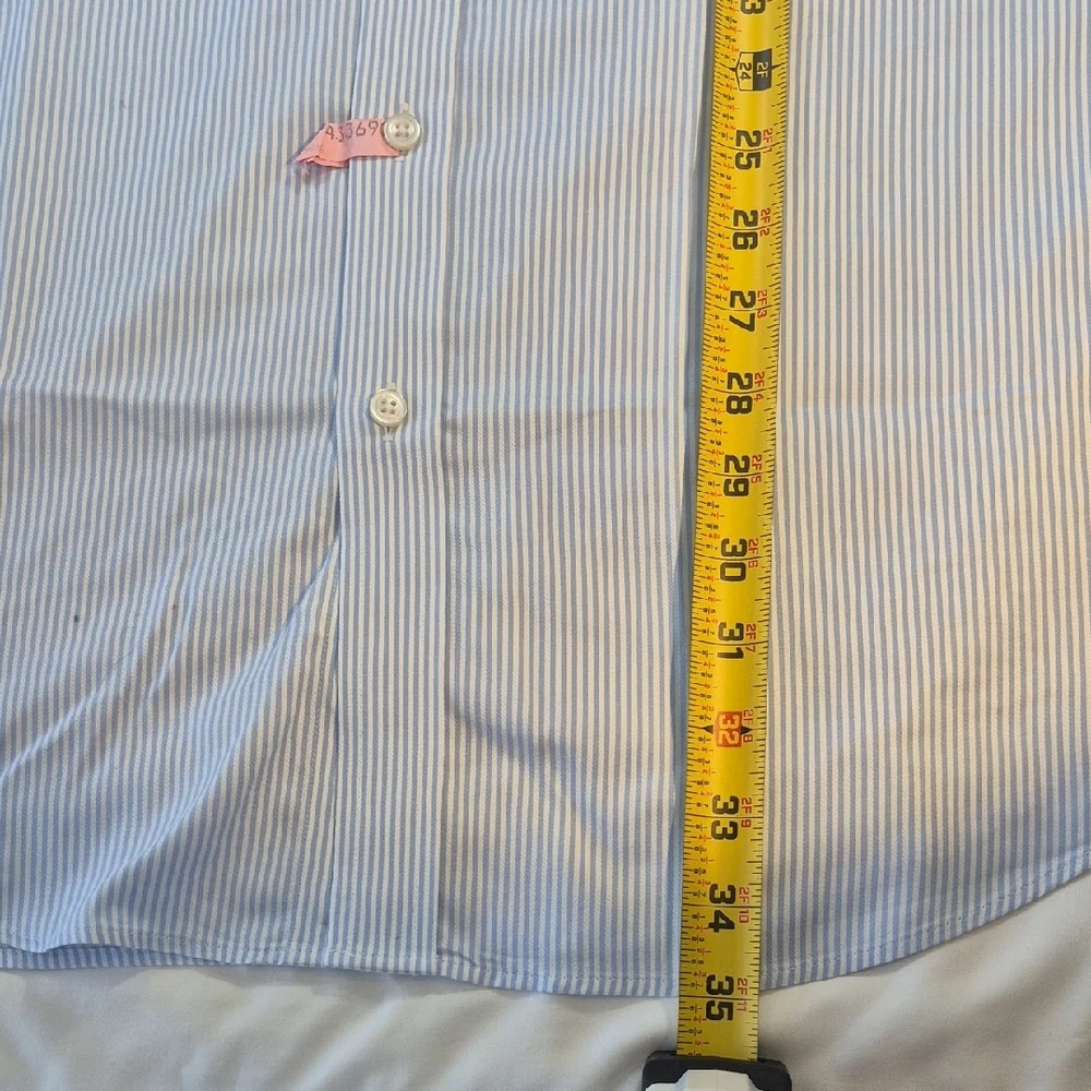 T.M.Lewin Men's Light Blue Pinstripe Dress Shirt - Picture 3 of 16
